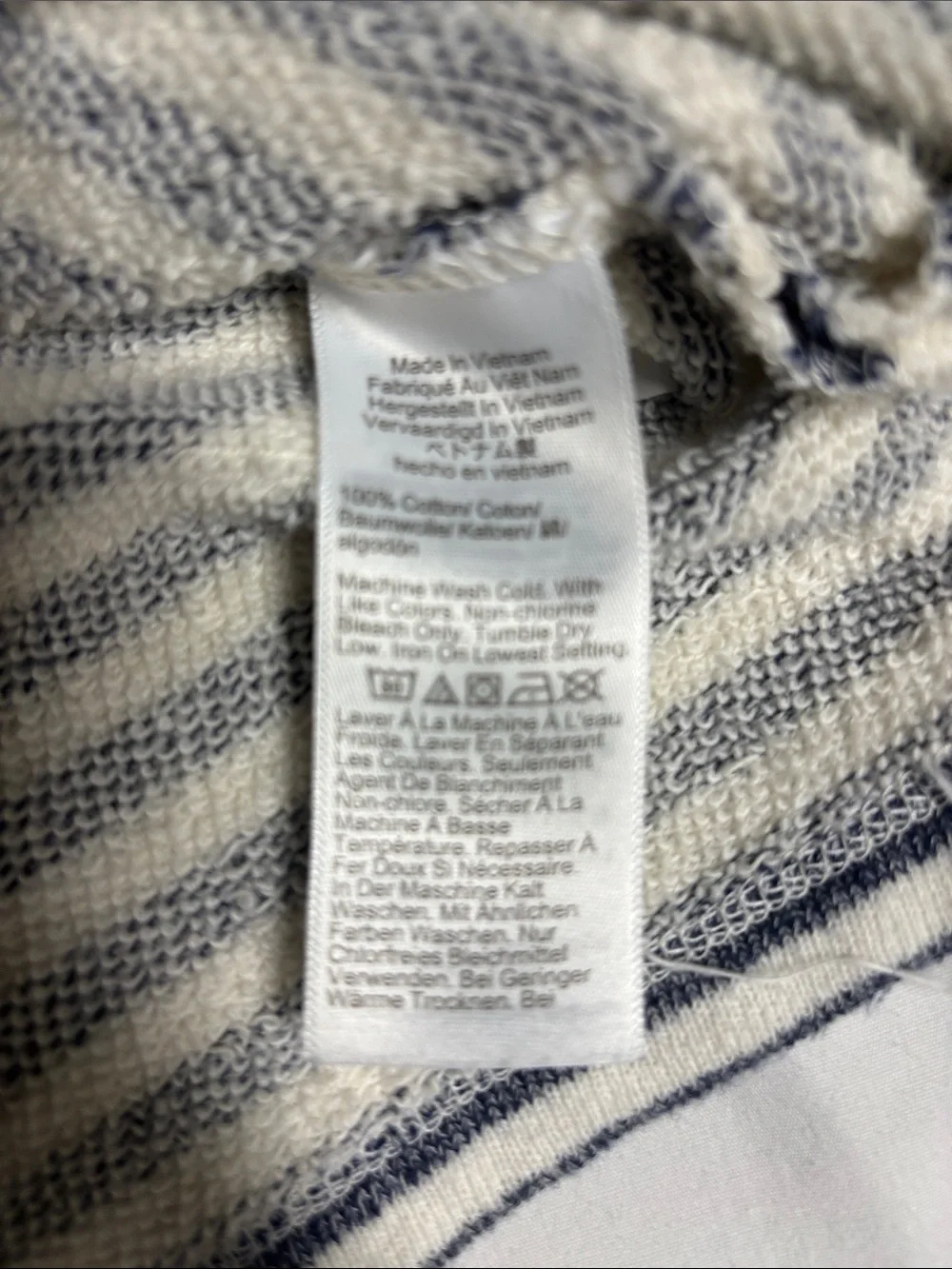 J.Crew 100% Cotton Striped Terry Polo Pullover Navy Cream XL
